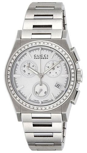 gucci pantheon diamond & mother of pearl dial women's chronograph|gucci pantheon for sale.